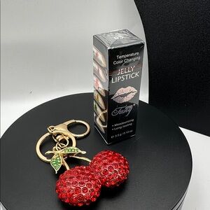 NIB Redcherry bag charm/ Keychain with Fang color changing moisturizing lipstick